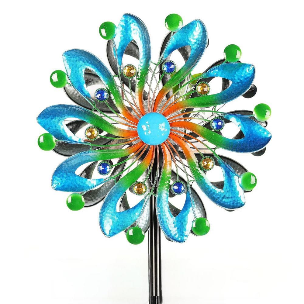 Cubilan 75 in. Garden Kinetic Art Solar Wind Spiral with Glass Ball