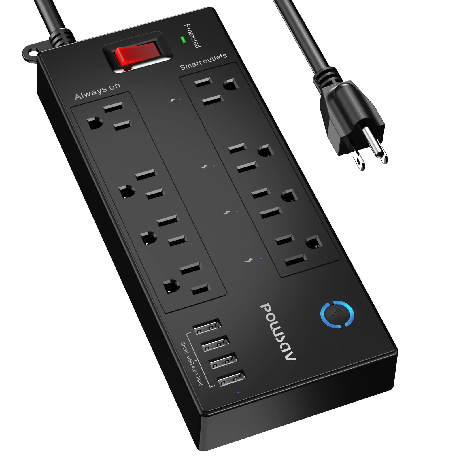 Smart Power Strip 4 Outlets 4 USB Ports