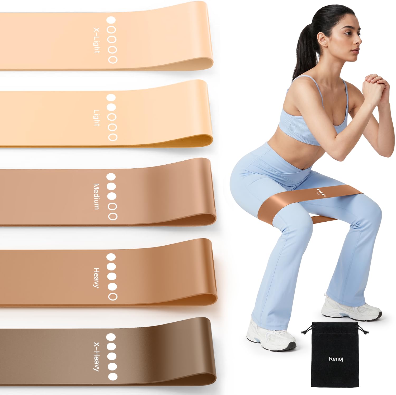 Resistance Band Set 5 Levels Fabric Loop Bands for Home Gym
