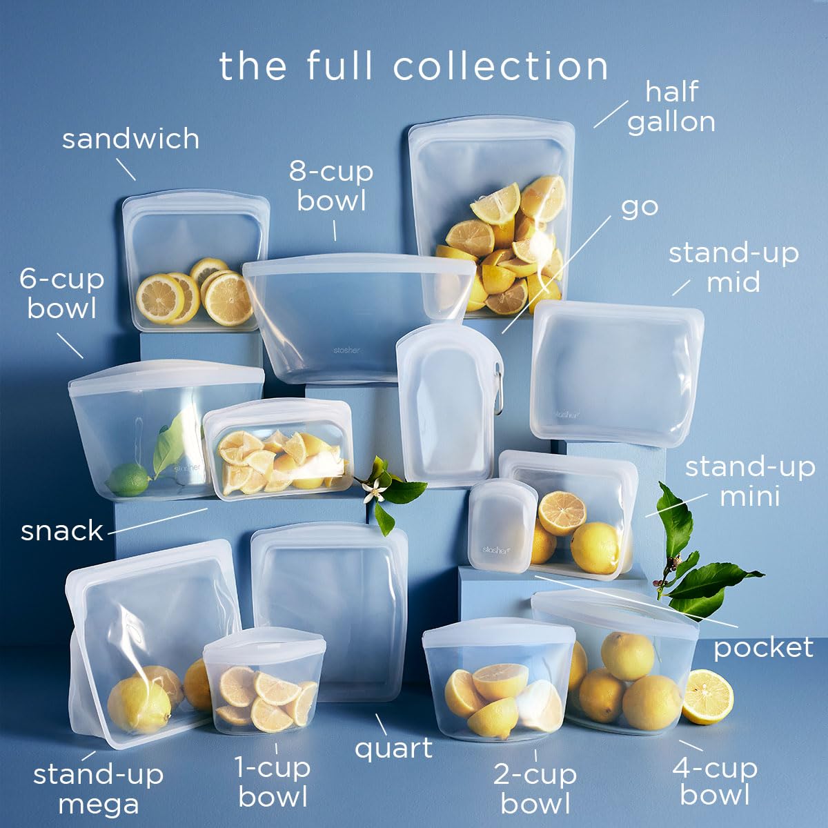 Reusable Silicone Food Storage Bags 5-Pack