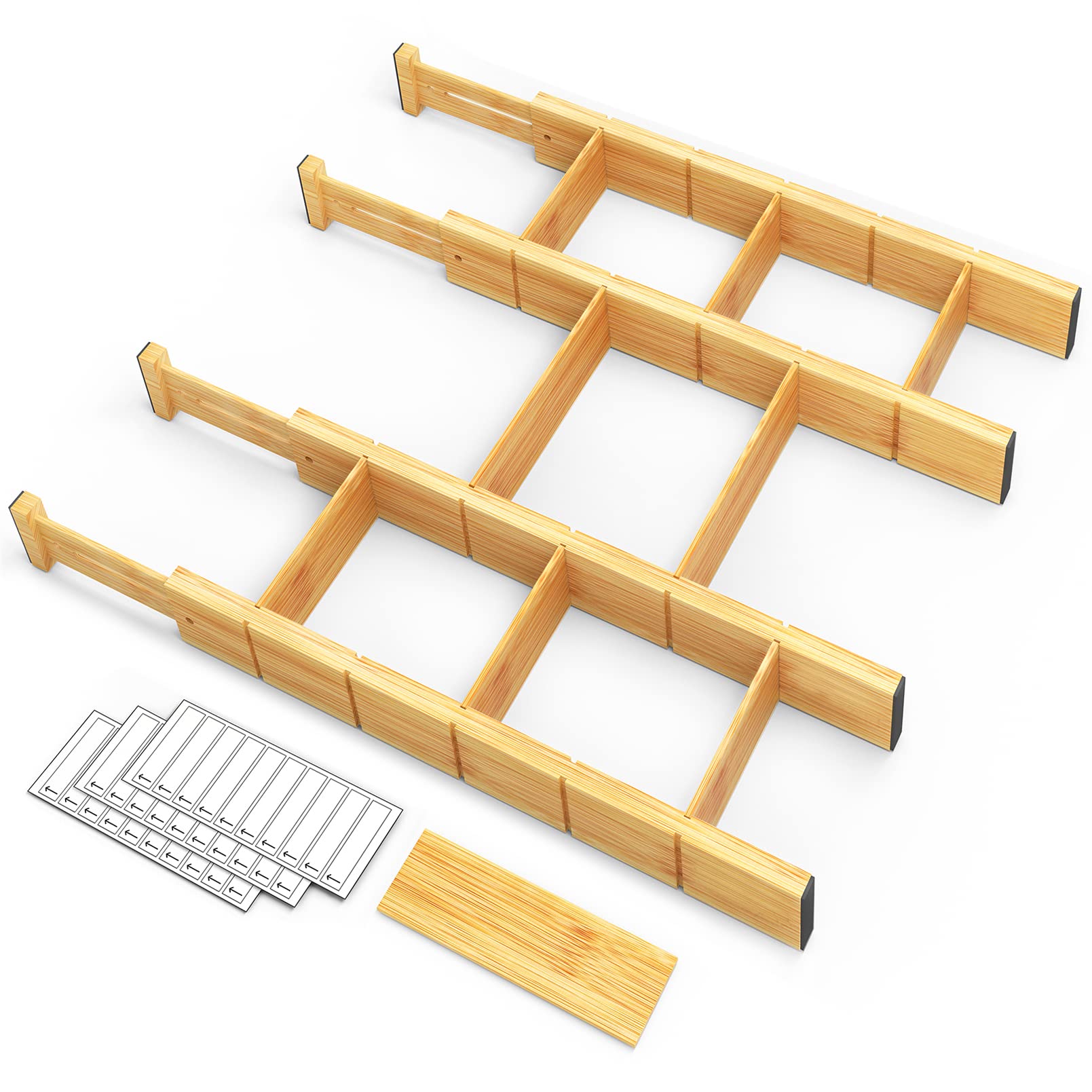 Adjustable Bamboo Drawer Dividers 6-Pack