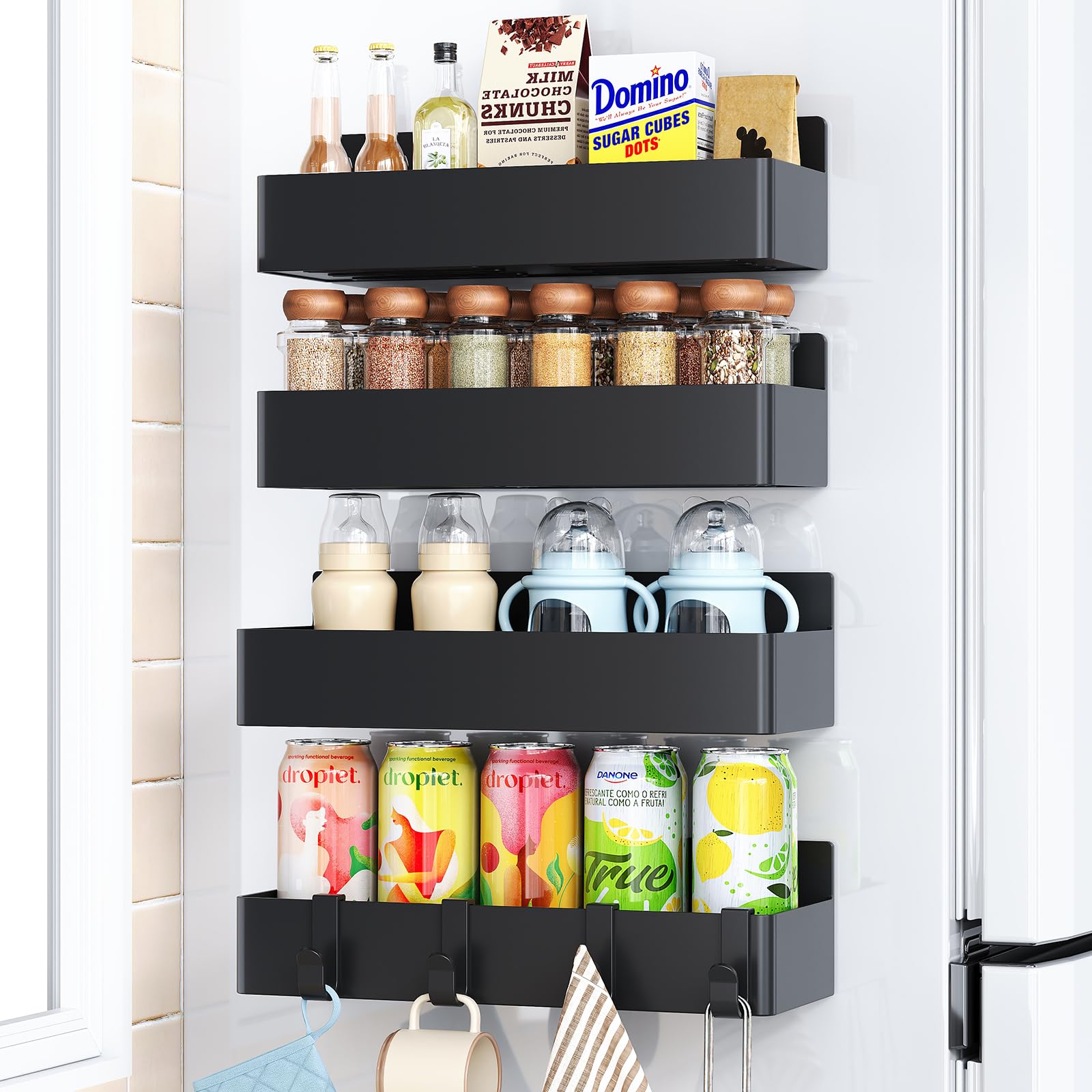 Magnetic Wall-Mount Spice Rack 12 Jars