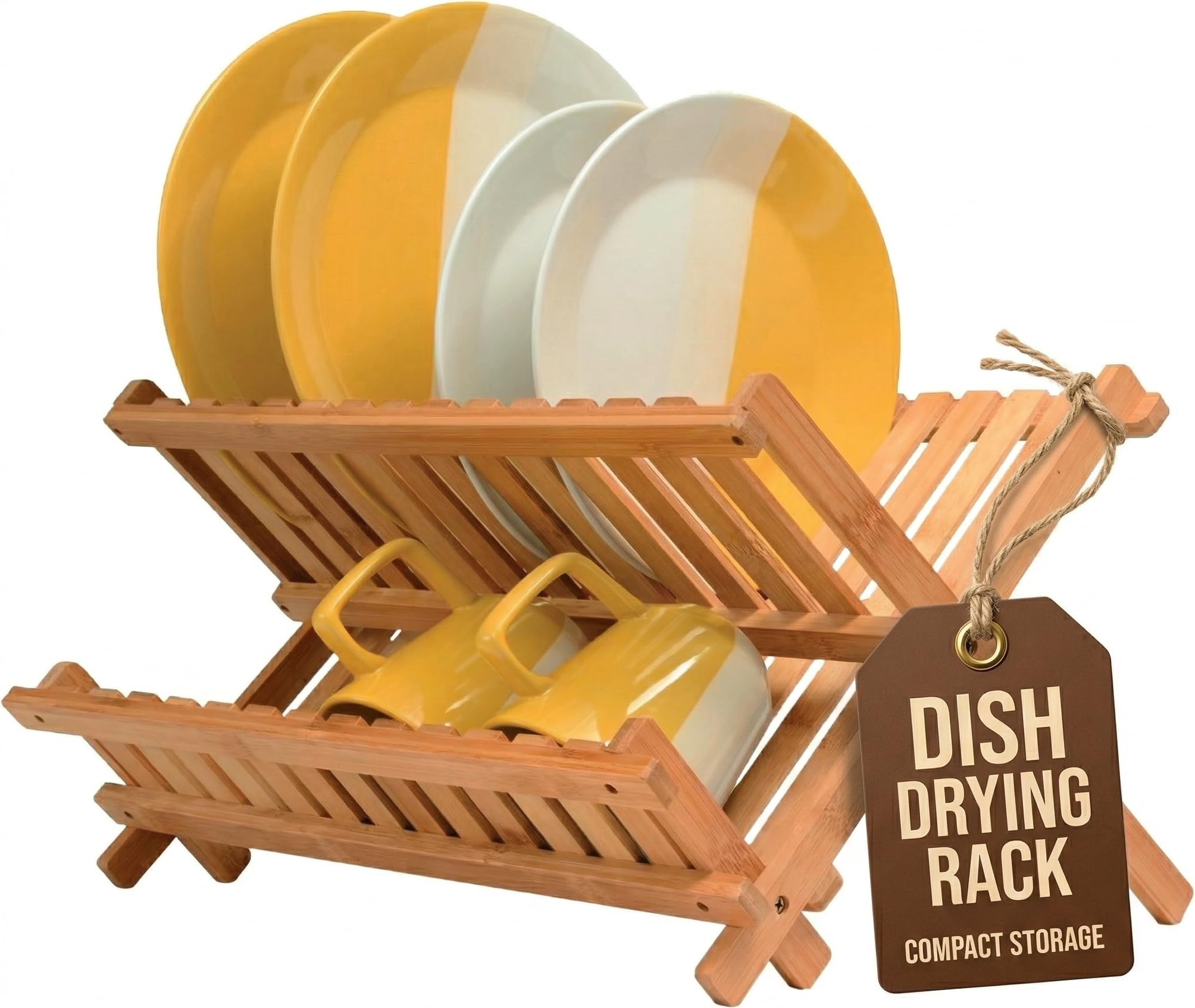 2-Tier Bamboo Dish Drying Rack with Drip Tray