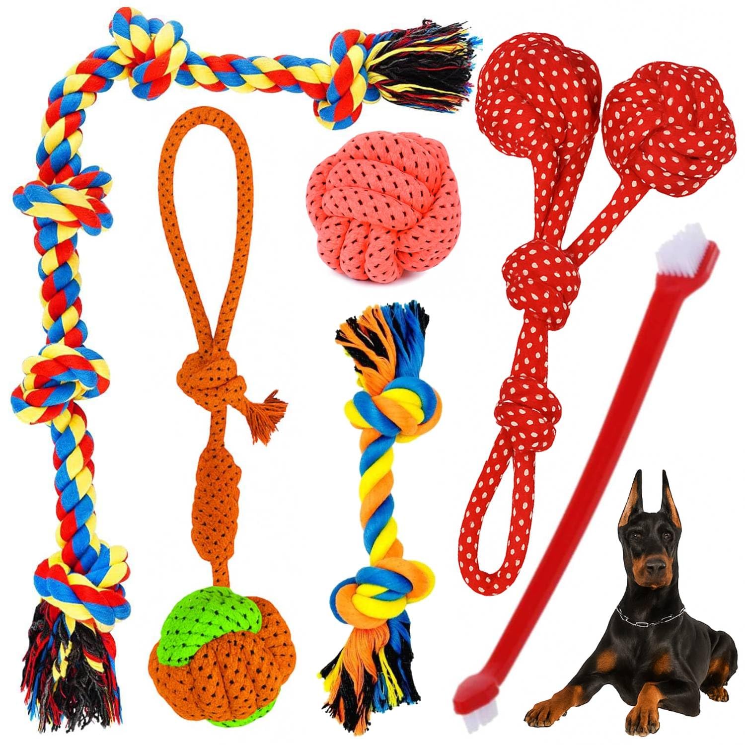 Cotton Rope Dog Chew Toy Set 6-Pack