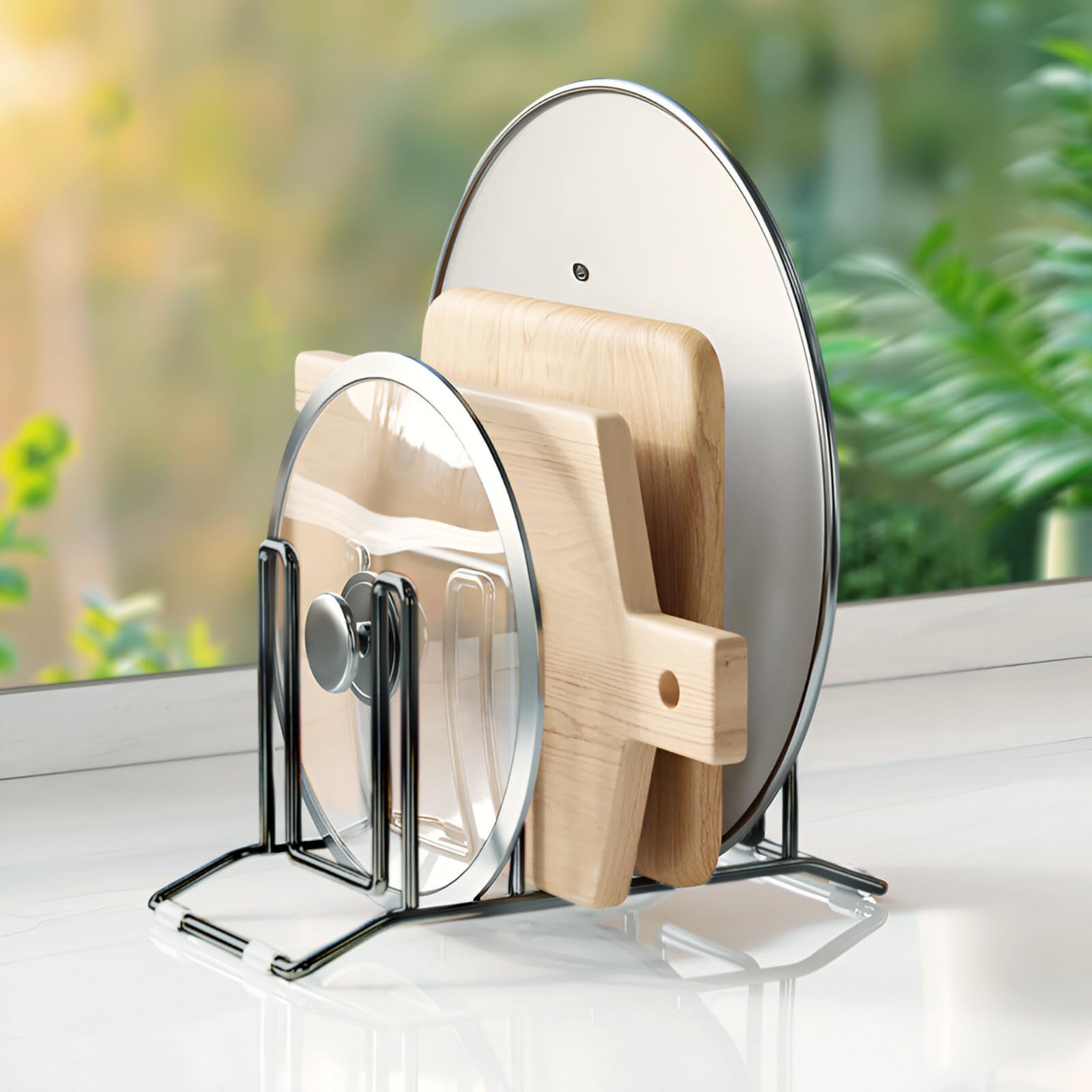 Adjustable Pot Lid & Cutting Board Organizer