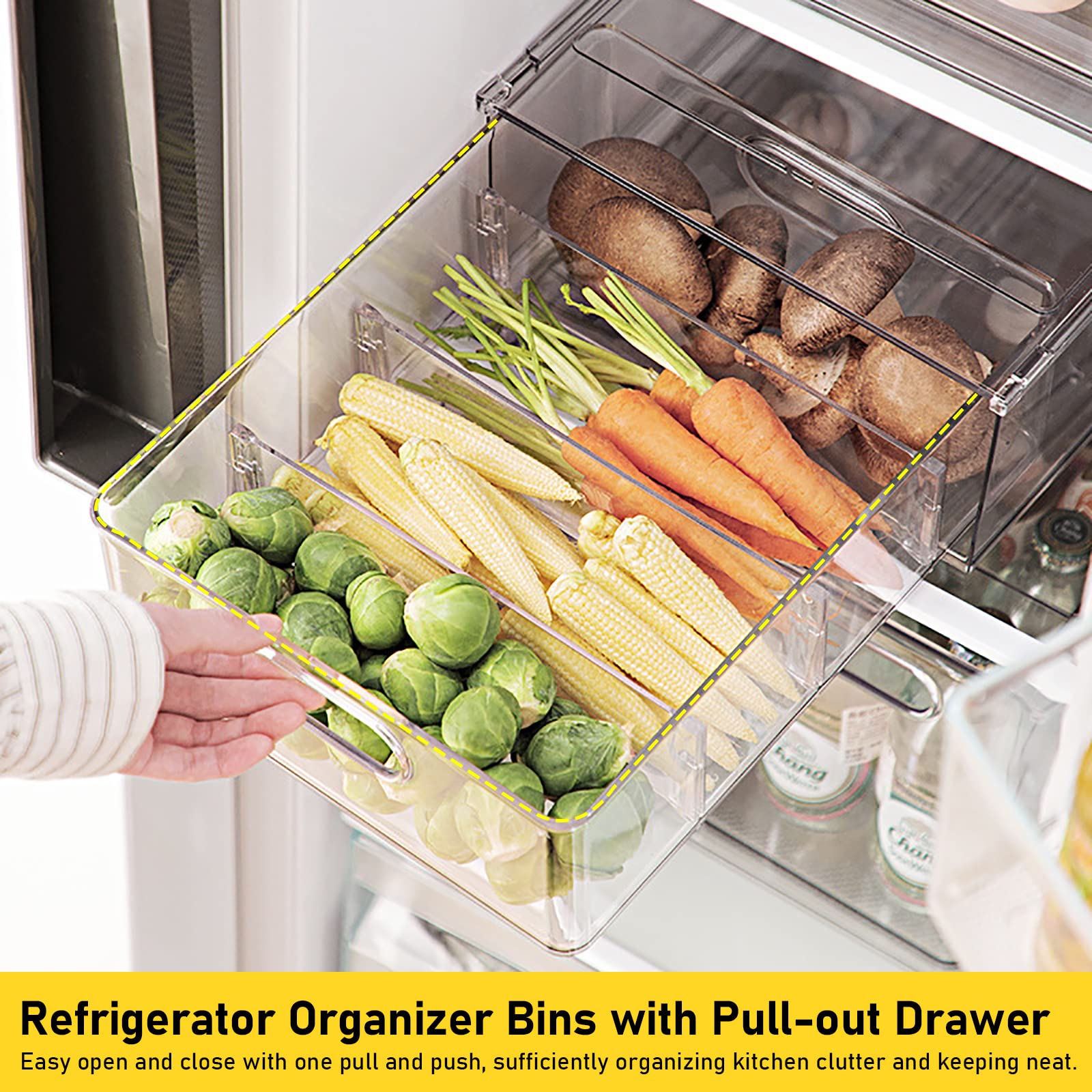 Stackable Fridge Organizer Bins Set 6 Pack Clear Storage