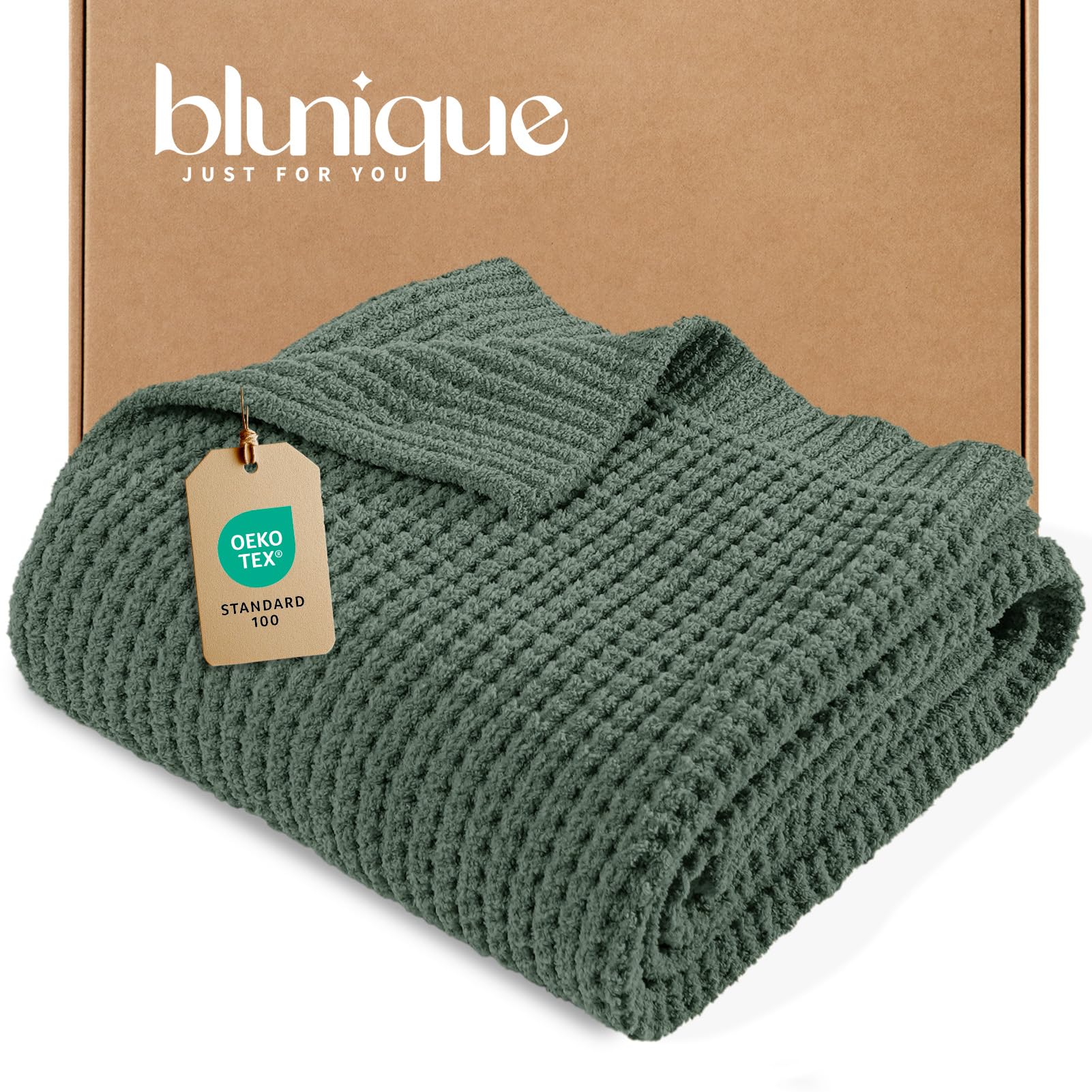 Chunky Knit Waffle Throw Blanket
