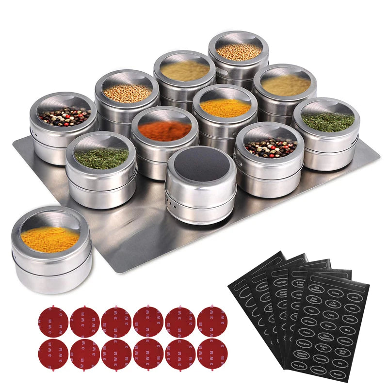 Magnetic spice rack jars kitchen