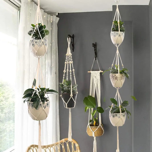 Handmade Macrame Plant Hanger — Wall Decor Planter Basket