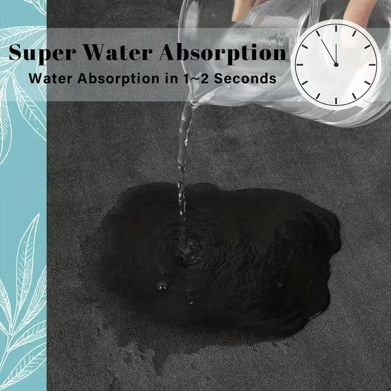 Super Absorbent Bathroom Anti Slip Mat Coral Fleece Solid Floor Mat Bathroom Absorbent Foot Mat Household Washbasin Door Mat