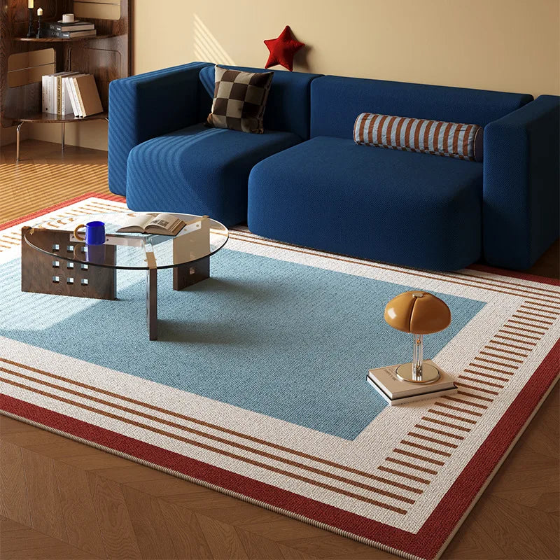 VIKAMA Retro Dopamine Living Room Carpet Anti-slip and Stain-resistant Sofa Coffee Table Pad Bedroom Side Rug Home Decoration