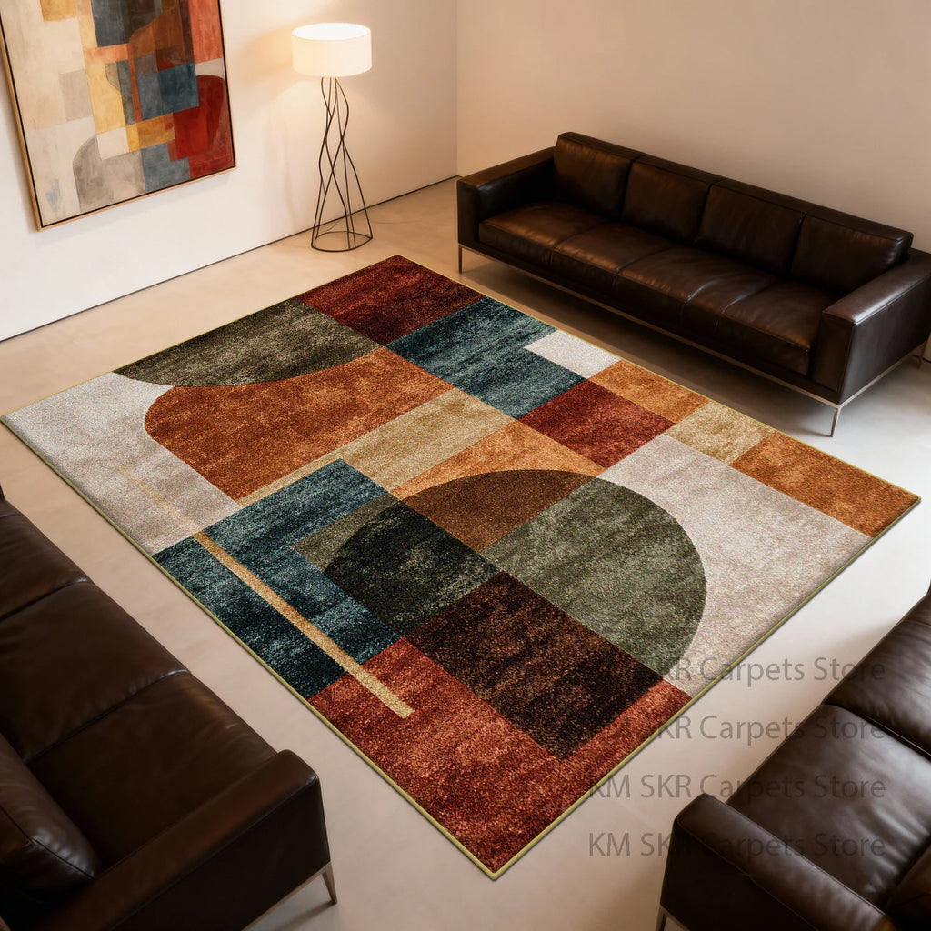 Modern Geometry Coloer Living Room Carpet Washable Non-slip Decoration Home Kitchen Rug Soft Fluffy Bedroom Large Area Sofa Mat