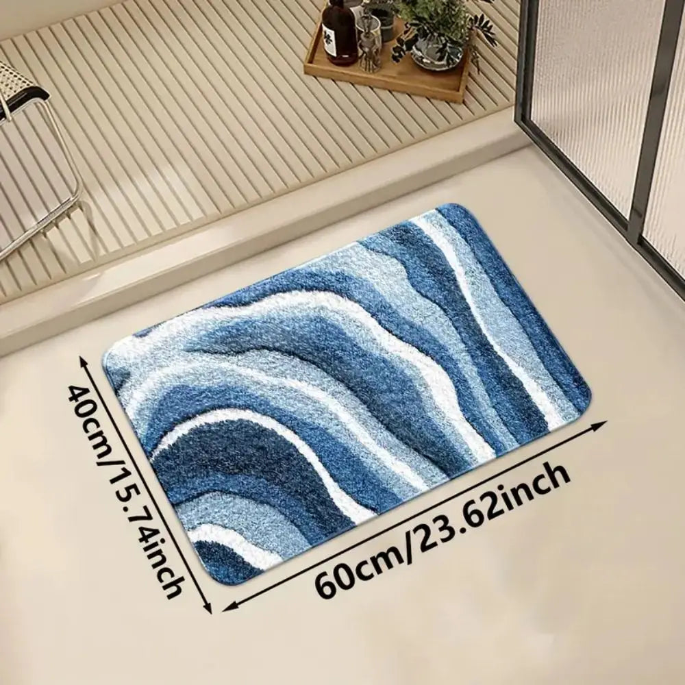 VIKAMA Blue Wave Floor Mat - Bathroom Non-slip Mat, Living Room, Bedroom, Carpet, Home Decoration, Room Decoration