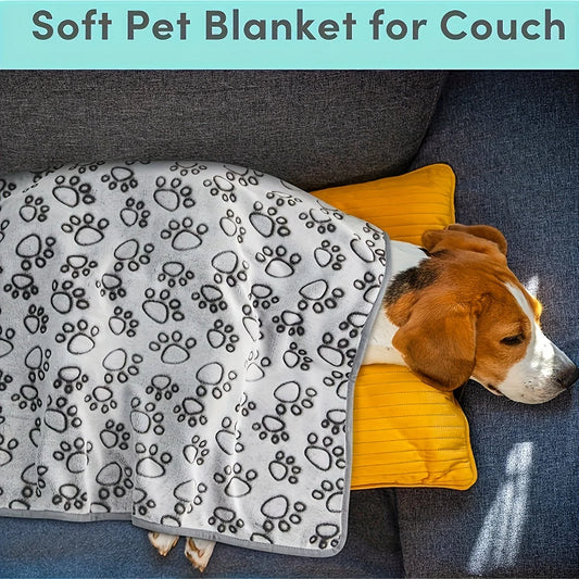 Soft Fluffy Pet Blanket — Warm Cartoon-Print Mat for Cats & Dogs