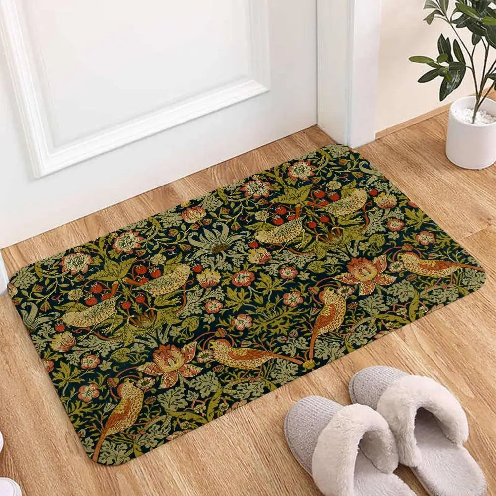 William Morris Strawberry Floor Mats Laundry Rug Carpet For Living Room Decor Lounge Area Anti-slip Foot Mat Entrance Doormat