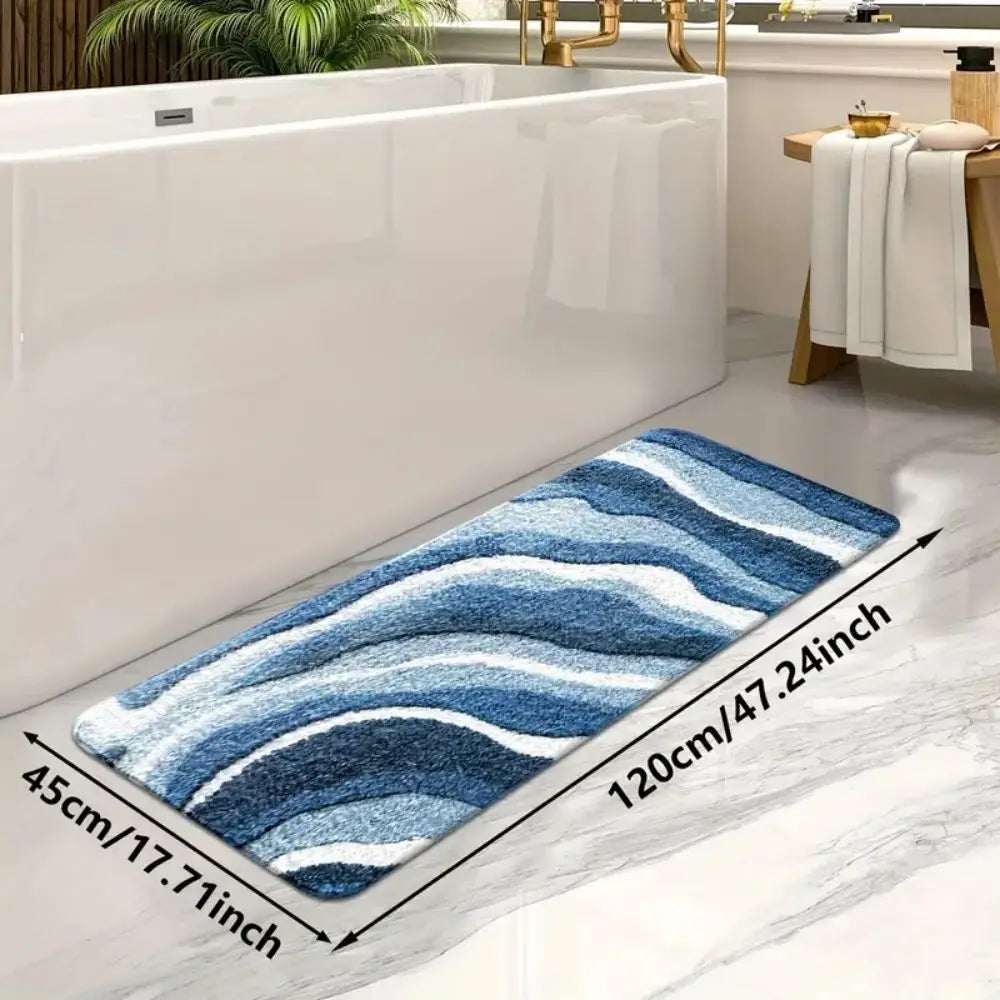 VIKAMA Blue Wave Floor Mat - Bathroom Non-slip Mat, Living Room, Bedroom, Carpet, Home Decoration, Room Decoration