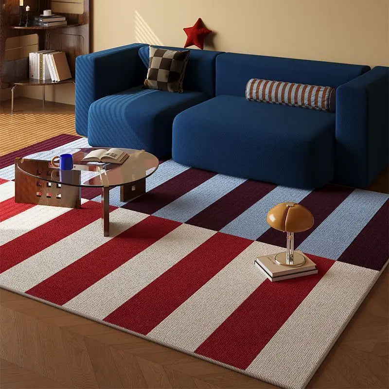 VIKAMA Retro Dopamine Living Room Carpet Anti-slip and Stain-resistant Sofa Coffee Table Pad Bedroom Side Rug Home Decoration