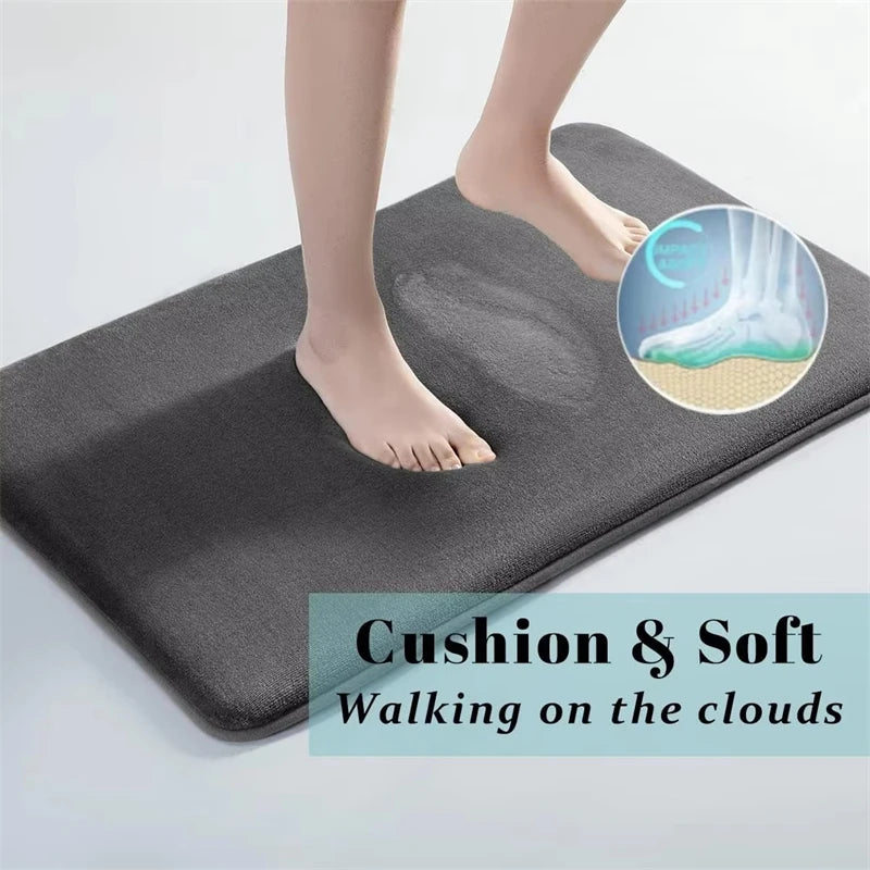 Super Absorbent Bathroom Anti Slip Mat Coral Fleece Solid Floor Mat Bathroom Absorbent Foot Mat Household Washbasin Door Mat