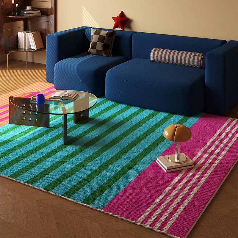 VIKAMA Retro Dopamine Living Room Carpet Anti-slip and Stain-resistant Sofa Coffee Table Pad Bedroom Side Rug Home Decoration