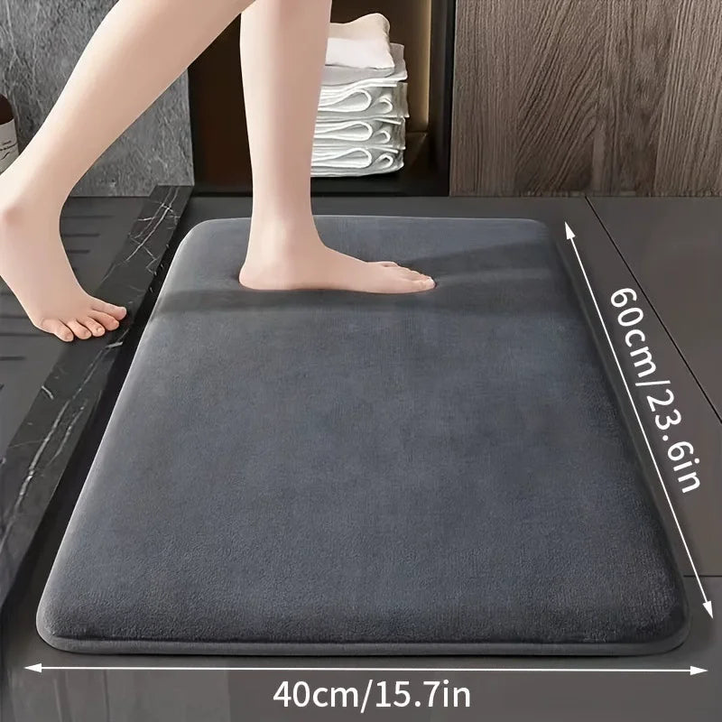 Super Absorbent Bathroom Anti Slip Mat Coral Fleece Solid Floor Mat Bathroom Absorbent Foot Mat Household Washbasin Door Mat