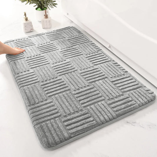 Striped Bathroom Floor Mat — Thick, Absorbent & Non-Slip