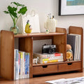 Bamboo expandable bookshelf desk organizer
