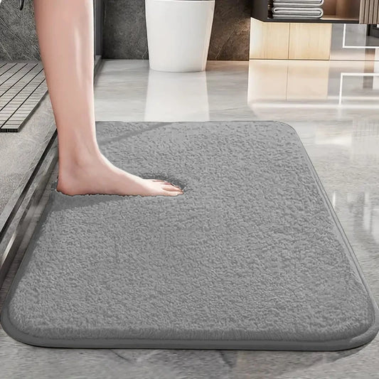 Thick Plush Bathroom Floor Mat — Absorbent, Non-Slip Shower Mat