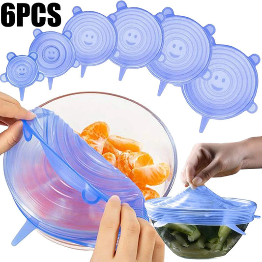 Silicone Food Preservation Covers (6-Pack) — Reusable Airtight Lids