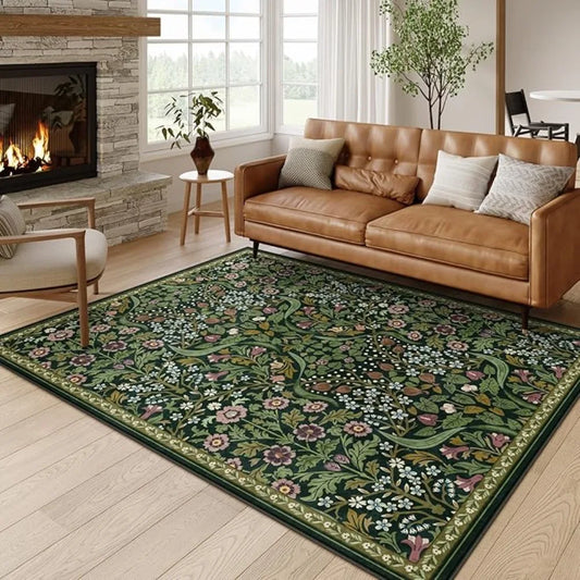 Floral Vine Area Rug — Soft Decorative Floor Mat