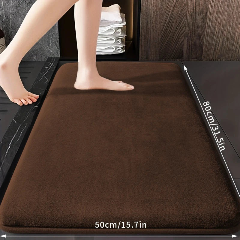Super Absorbent Bathroom Anti Slip Mat Coral Fleece Solid Floor Mat Bathroom Absorbent Foot Mat Household Washbasin Door Mat