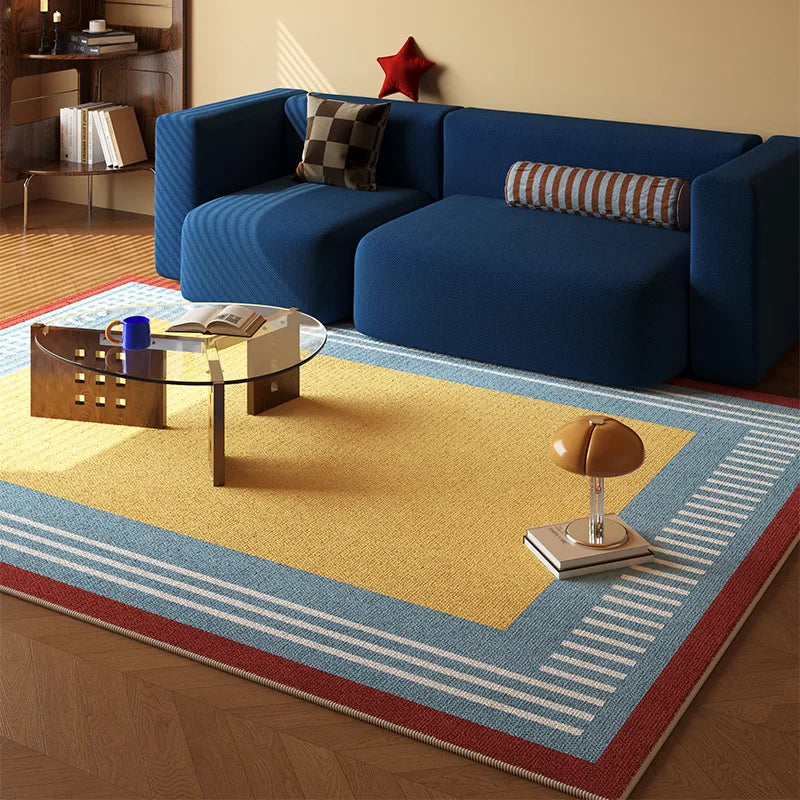 VIKAMA Retro Dopamine Living Room Carpet Anti-slip and Stain-resistant Sofa Coffee Table Pad Bedroom Side Rug Home Decoration