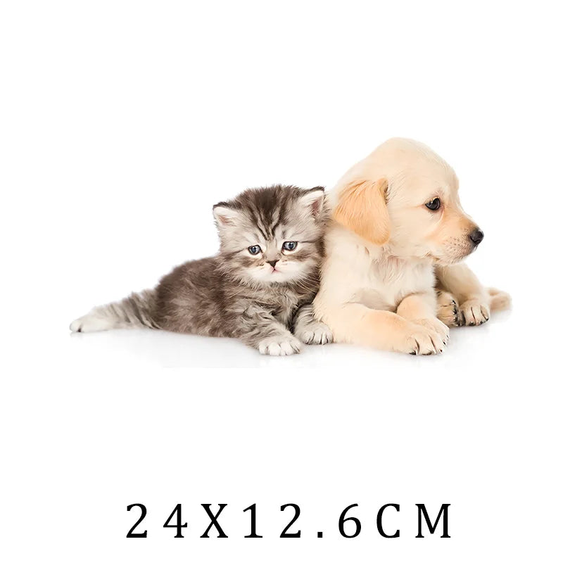 Animal Cat dog Cartoon Girl Patches Heat Trasnfer Thermal Stickers Iron-On Transfers For Clothing Print Washable