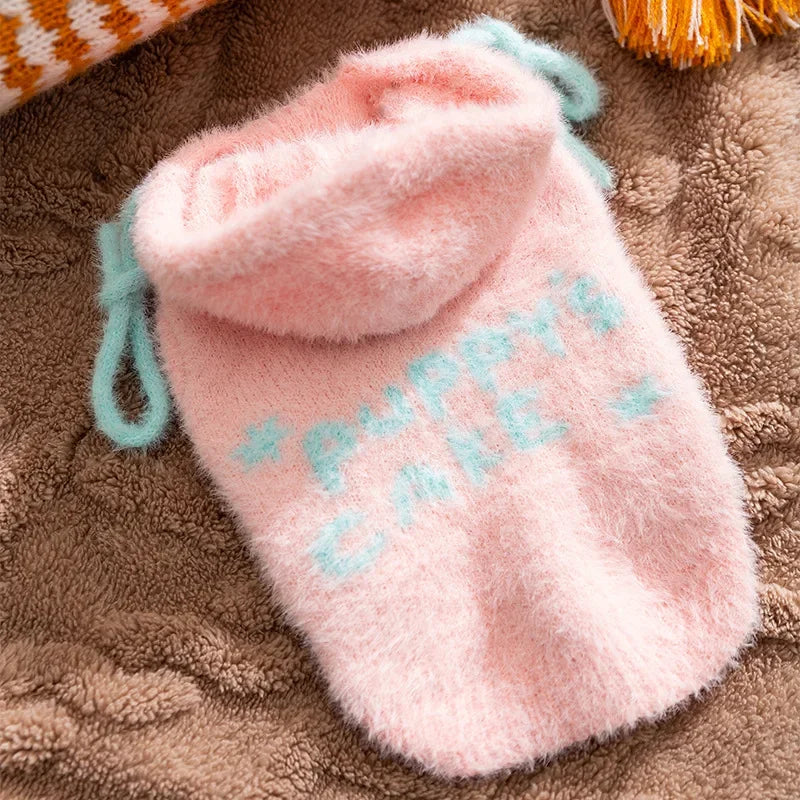 Pet Clothes Winter Mink Fur Hooded Sweater Cute Ice Cream Jacket Teddy Bear Small Dog Coats Puppy Clothes Dog Hoodie Clothing