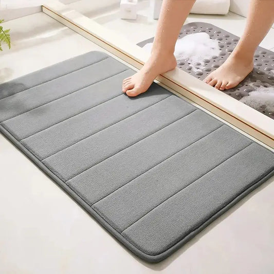 Memory Cotton Bathroom Mat — Quick-Dry, Non-Slip, Machine Washable