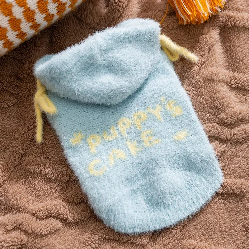Pet Clothes Winter Mink Fur Hooded Sweater Cute Ice Cream Jacket Teddy Bear Small Dog Coats Puppy Clothes Dog Hoodie Clothing