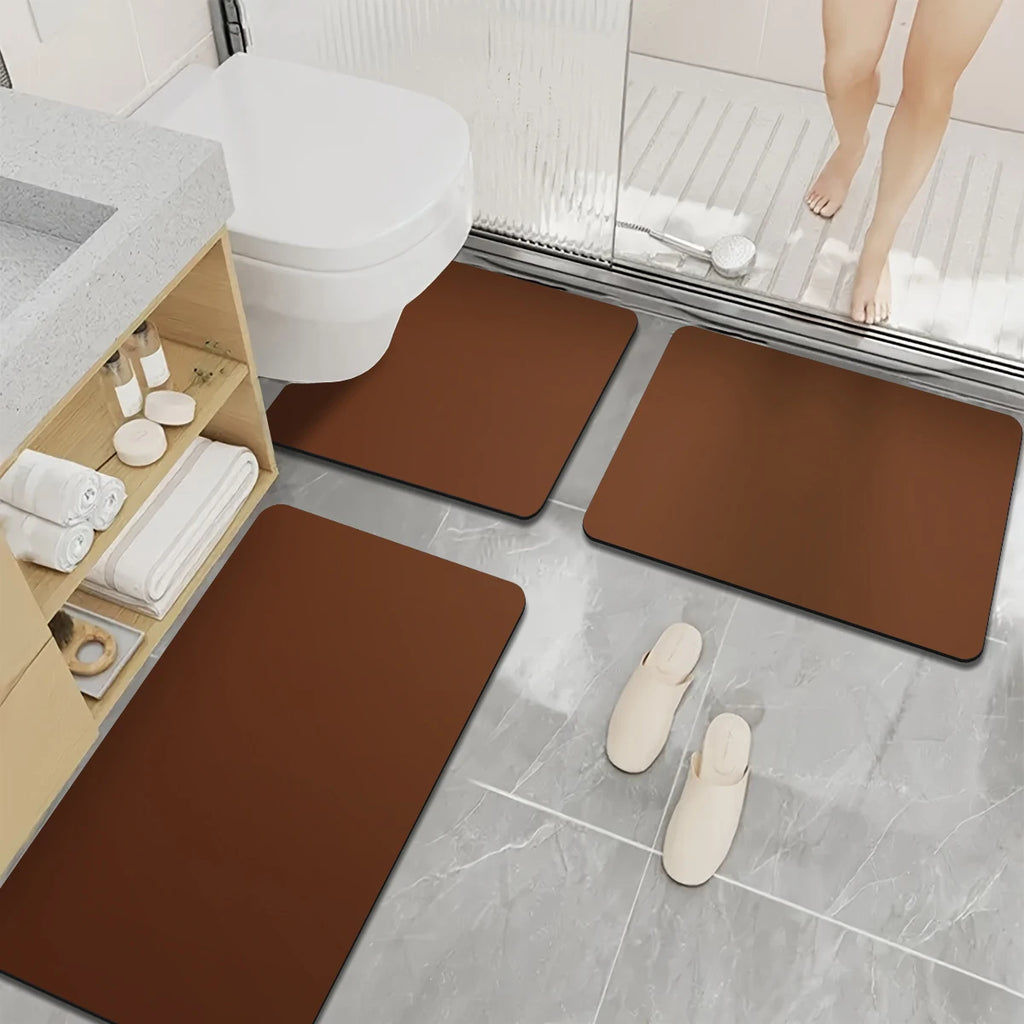 Home bathroom three-piece set diatomaceous earth anti-slip mat toilet absorbent mat shower mat doormat