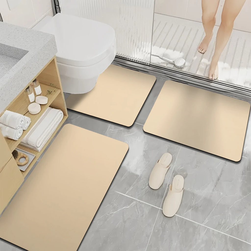 Home bathroom three-piece set diatomaceous earth anti-slip mat toilet absorbent mat shower mat doormat