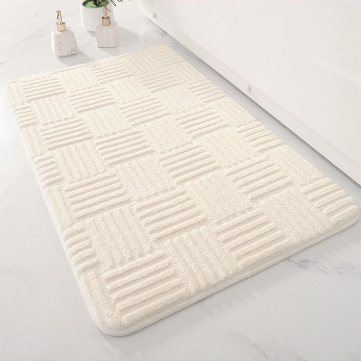 Simple bathroom absorbent floor mat thick striped toilet mat shower room non-slip foot mat dirt-resistant entrance mat