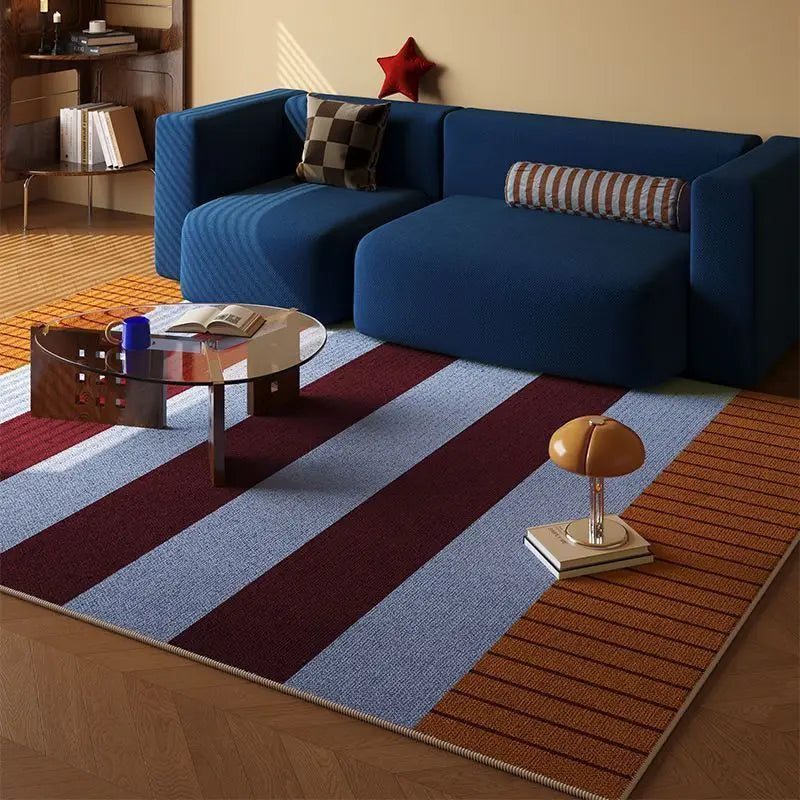 VIKAMA Retro Dopamine Living Room Carpet Anti-slip and Stain-resistant Sofa Coffee Table Pad Bedroom Side Rug Home Decoration