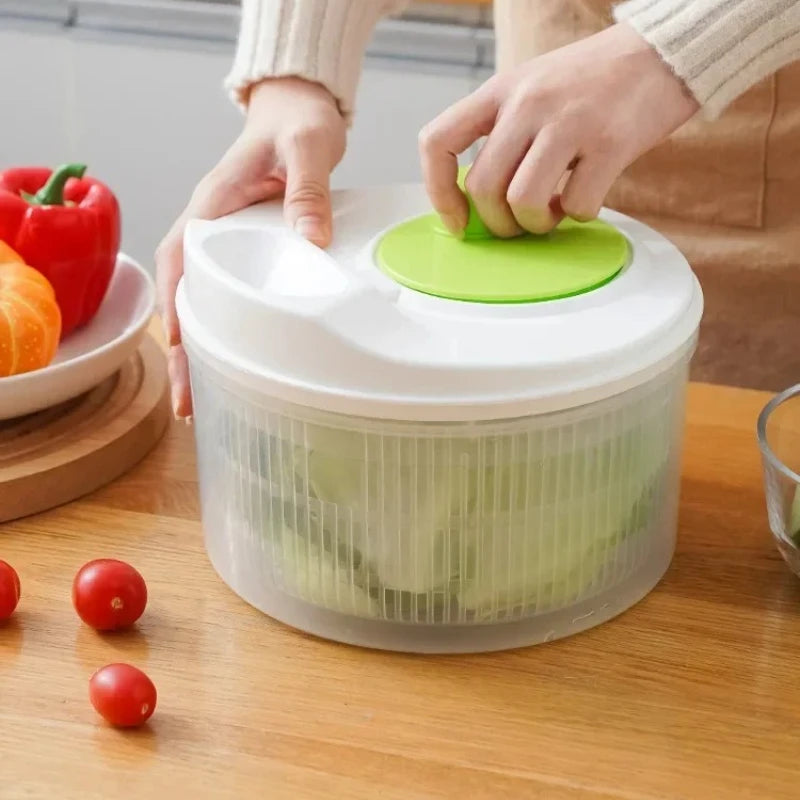 Salad Spinner for Leafy Vegetables, Lettuce Washer & Dryer, Kitchen Greens Drainer Strainer Crisper Tool