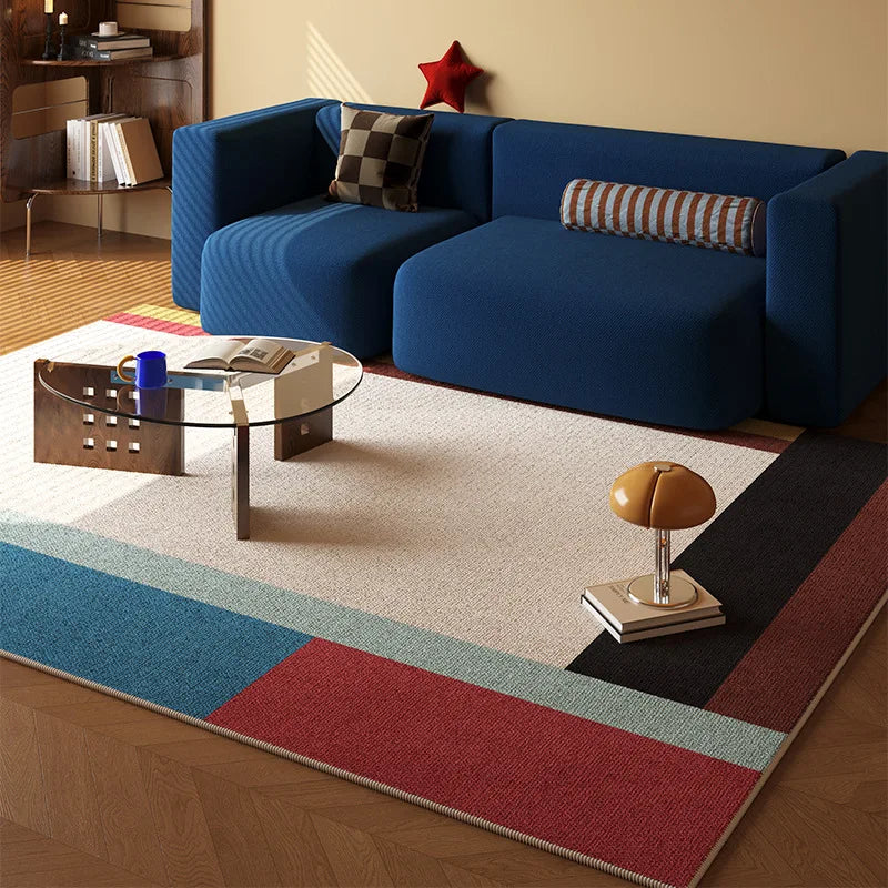 VIKAMA Retro Dopamine Living Room Carpet Anti-slip and Stain-resistant Sofa Coffee Table Pad Bedroom Side Rug Home Decoration