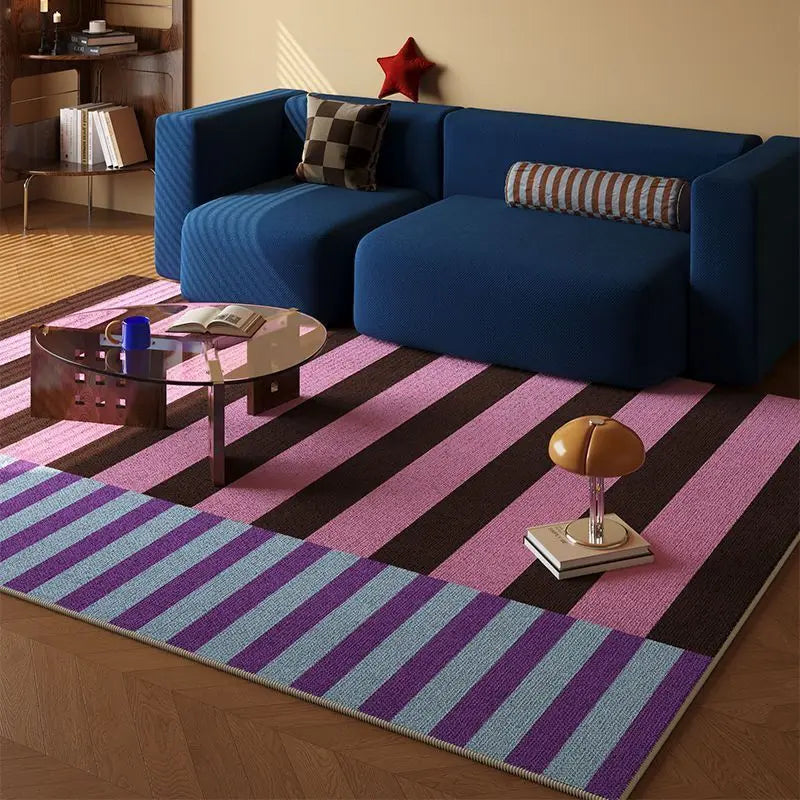 VIKAMA Retro Dopamine Living Room Carpet Anti-slip and Stain-resistant Sofa Coffee Table Pad Bedroom Side Rug Home Decoration