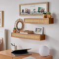 StyleWell Natural Wood Floating Wall Shelves Set of 2