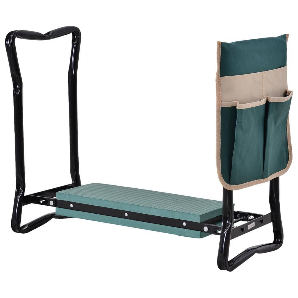 Outsunny Folding Garden Kneeler and Seat with Tool Pouch