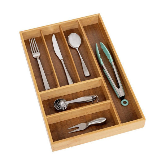Seville Classics Bamboo Utensil Drawer Organizer Tray
