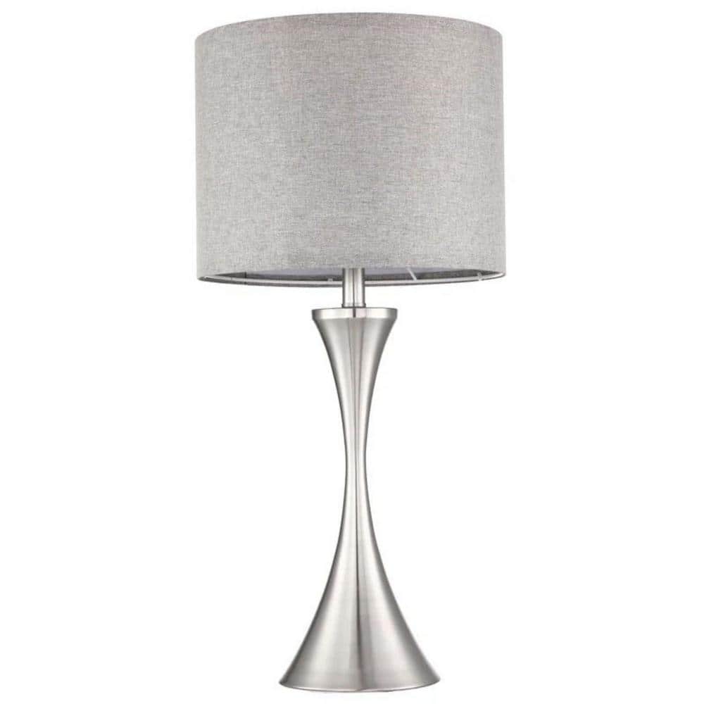 Clihome Silver Table Lamp Brushed Nickel Nightstand Light
