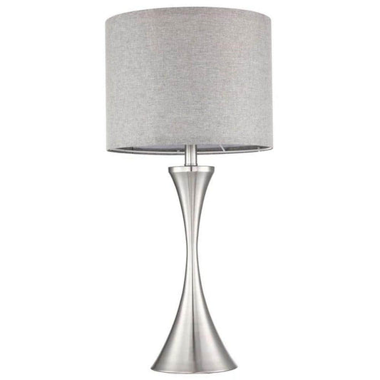 Clihome Silver Table Lamp Brushed Nickel Nightstand Light