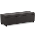 Simpli Home Avalon Vegan Leather Storage Ottoman Bench