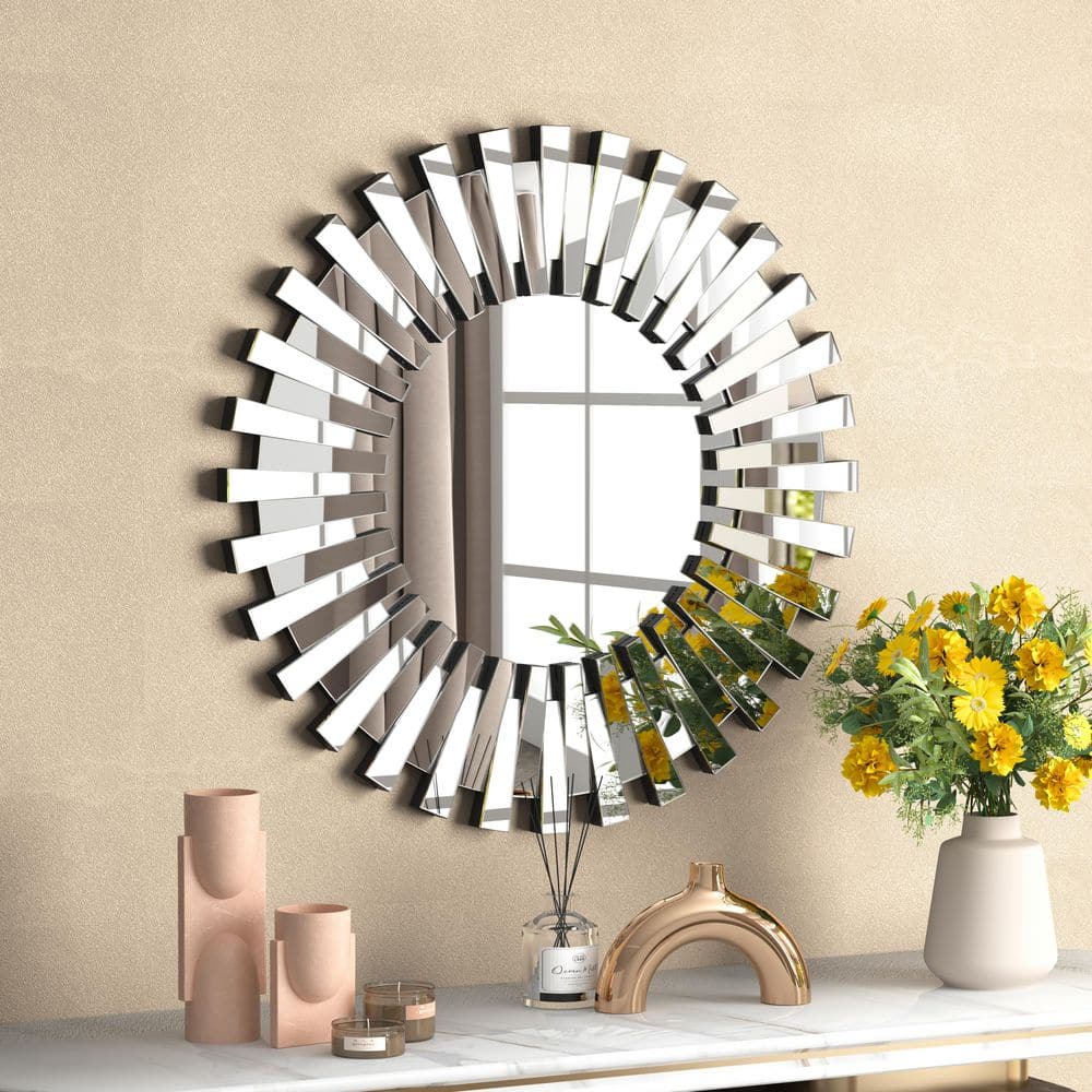 THKSHOUZ Sunburst Round Wall Mirror