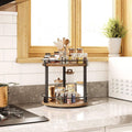 Wudkey 2-Tier Rotating Spice Rack Rustic Brown